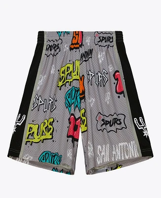 Mitchell & Ness Men's Silver San Antonio Spurs 1998/99 Hardwood Classics Slap Sticker Swingman Shorts