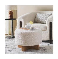 Riah Faux Shearling Round Ottoman
