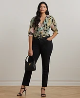 Lauren Ralph Plus Floral Georgette Ruffle-Trim Blouse