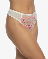 Paramour Women's Allure Embroidered Overlay Thong Panty