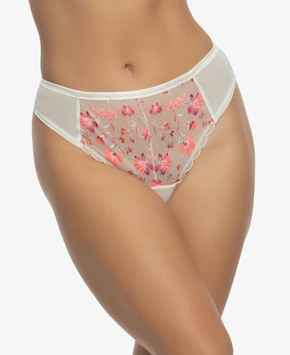 Paramour Women's Allure Embroidered Overlay Thong Panty