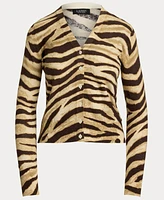 Lauren Ralph Women's Zebra-Print Linen-Cotton Cardigan