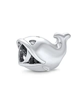 Bling Jewelry Set of 2 Nautical Ocean Whale Charm Bead Glass Oxidized Sterling Silver
