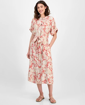 Nautica Jeans Women's Short-Sleeve Belted Mid Dress