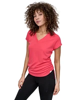 Dkny Sport Women's Crewneck Short-Sleeve Side-Ruched Top