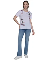 Karl Lagerfeld Paris Women's Embroidered Graphic T-Shirt