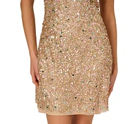 Adrianna by Papell Women's Beaded Halter Short Dress