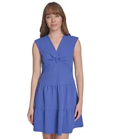 Tommy Hilfiger Women's Jacquard Twist-Front Tiered Dress
