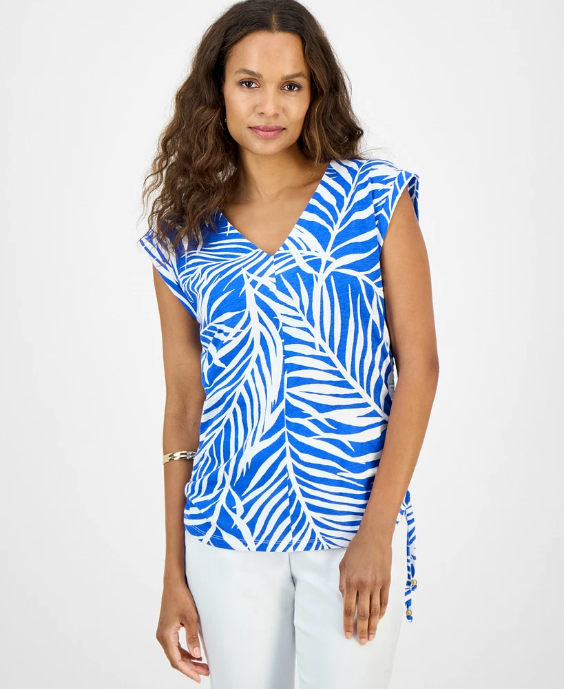 I.n.c. International Concepts Petite Printed Cotton Blouse, Exclusively at Macy's