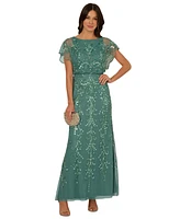 Adrianna Papell Women's Beaded Blouson-Sleeve Gown