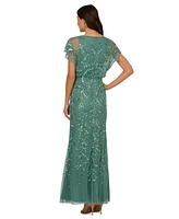 Adrianna Papell Women's Beaded Blouson-Sleeve Gown