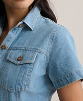UNTUCKit Women's Denim Short-Sleeve Renee Shirtdress