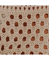 Cupshe Women's Beige Crochet V-Neck Short Sleeve Cover-Up Mini Beach Dress