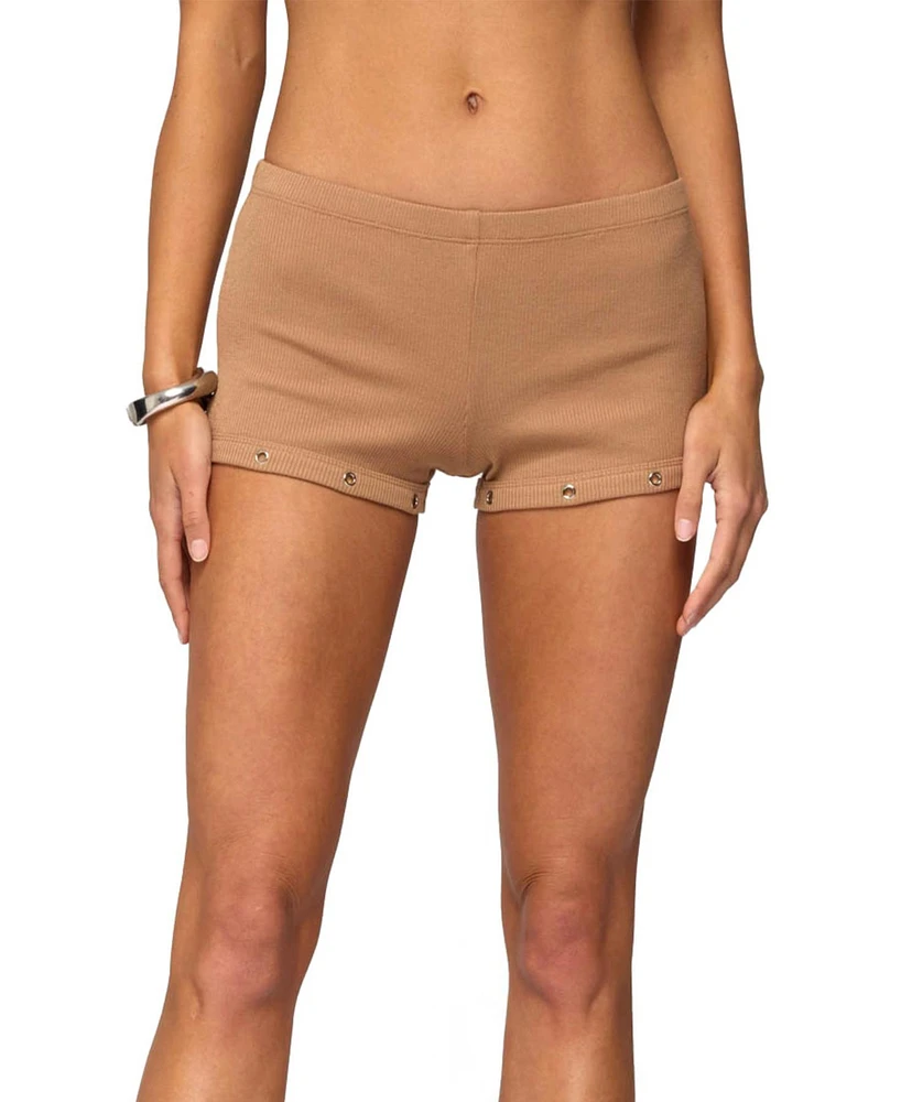 Edikted Women's Hasel Grommet Ribbed Shorts