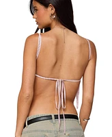 Edikted Women's Backless Satin Effect Polka Dot Top