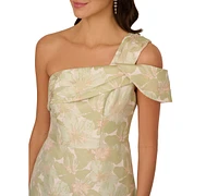 Adrianna Papell Women's One-Shoulder Floral-Jacquard Gown
