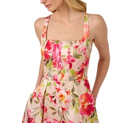 Adrianna Papell Women's Mikado Floral-Print Midi Dress