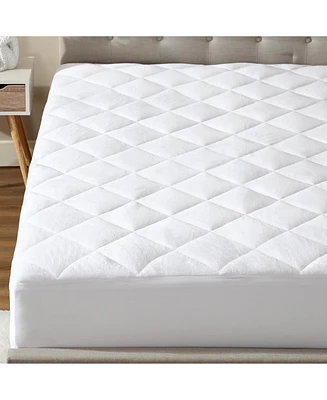 Circleshome Double Puff Microfiber Fleece Mattress Pad White