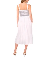 1.state Women's Cotton Tie-Shoulder Smocked Midi Dress