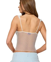 Edikted Women's Dotted Sheer Mesh Top