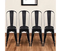 Set of Four Sturdy Steel Side Chairs for Dining or Kitchen