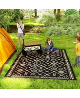 Outsunny Outdoor Rug, 9' x 18' Floor Mat, Rhombus