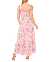 CeCe Women's Printed V-Neck Sleeveless Maxi Dress