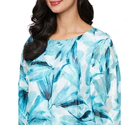 Alex Evenings Women's Printed Chiffon Burnout Blouse