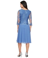 Alex Evenings Women's V-Neck Sequin Chiffon Dress