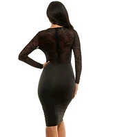 Bebe Women's Lace Inset Midi Dress