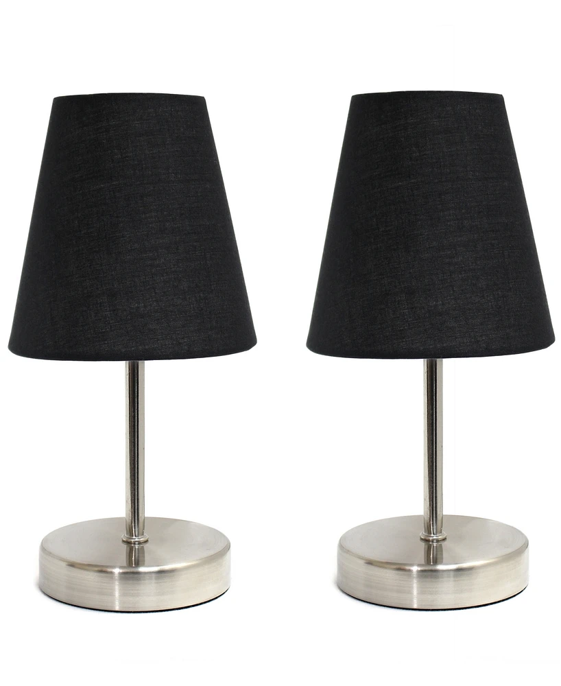 Creekwood Home 10.5" Metal Iconic Duo Mini Sand Nickel Table Lamp Set