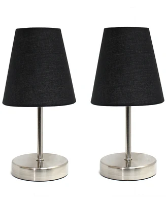 Creekwood Home 10.5" Metal Iconic Duo Mini Sand Nickel Table Lamp Set