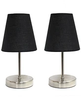 Creekwood Home 10.5" Metal Iconic Duo Mini Sand Nickel Table Lamp Set