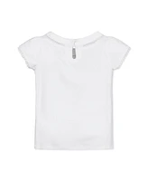 Hope & Henry Girls Organic Short Sleeve Knit Top with Tulip Sleeves