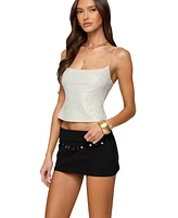 Edikted Women's Metallic & Sequin Textured Tank Top