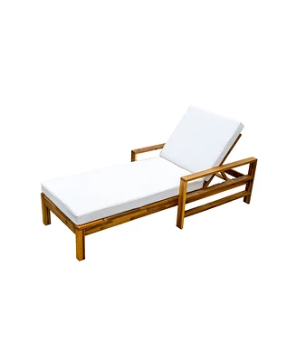 Mondawe Acacia Wood Adjustable Backrest Outdoor Lounge Chair, Suitable for Gardens, Terraces