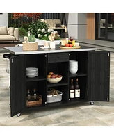 Mondawe Outdoor Kitchen Island Fir Wood with Stainless Steel Top