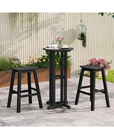 29" Patio Bar Stool Set of 2 with Curved Seat & Footrests for Backyard Outdoor