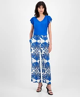 T Tahari Women's Pull-On High-Rise Wide-Leg Pants