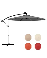 Gymax 10 Ft Solar Led 40 Lights Offset Umbrella Crank Cross Base Patio