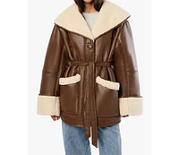 WeWoreWhat Women's Faux Leather Bonded Jacket
