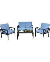 Gymax 8PCS Patio Sofa Conversation Set Outdoor Furniture Set Yard w/ Cushion