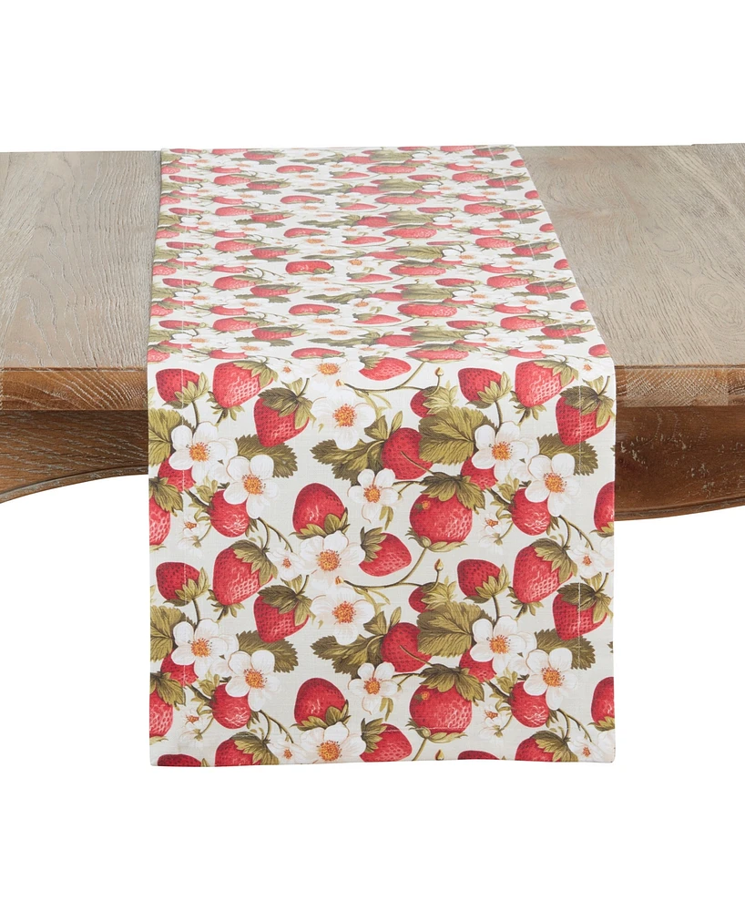 Saro Lifestyle Breezy Juicy Strawberry Table Runner, 14" x 72"