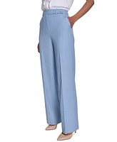 Calvin Klein Petite Faux Denim Linen-Blend Pants
