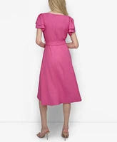 Dkny Women's Flutter-Sleeve Side-Tie Faux-Wrap Dress