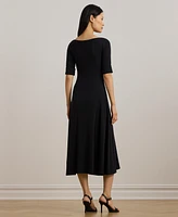 Lauren Ralph Women's Rib-Knit Stretch Cotton Midi Dress