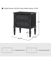 Kim 28"Tall 2-Drawer Nightstand