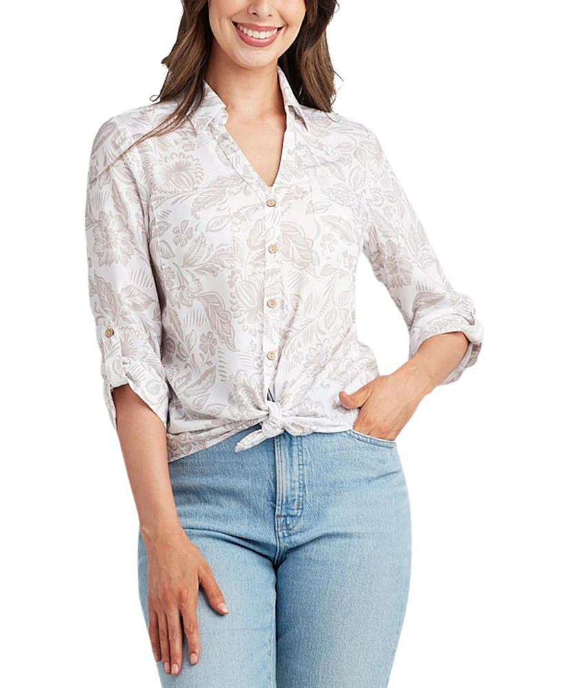Bcx Juniors' Printed Button-Up Shirt