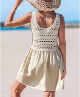 Cupshe Women's Daydream Breeze Beige Cover-Up Mini Beach Dress