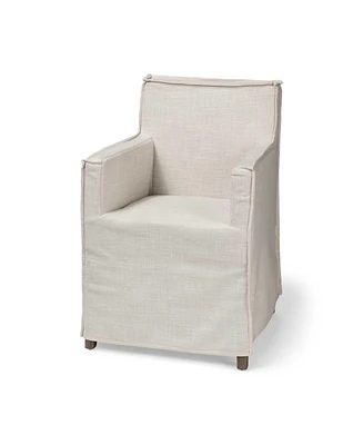Slipcovered Wood Dining Arm Chair for Kitchen or Dining Room Seating